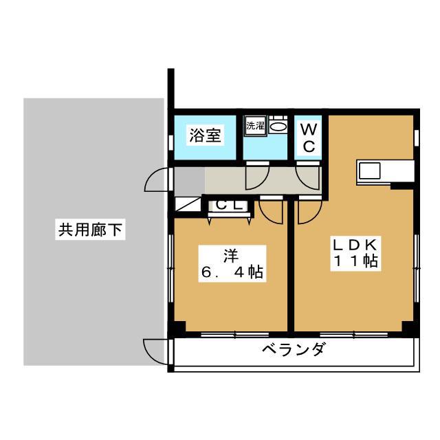 エステート奥住(1LDK/2階)の間取り写真