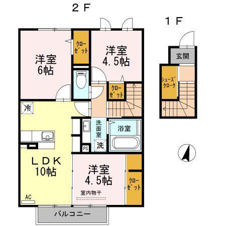 SALUT巨勢(3LDK/2階)の間取り写真