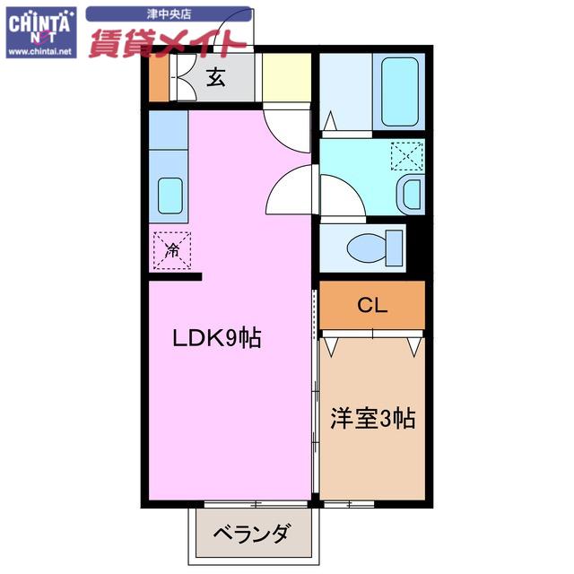 ビビッド(1LDK/2階)の間取り写真