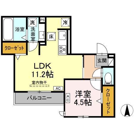 シェーヌアーブル(1LDK/1階)の間取り写真