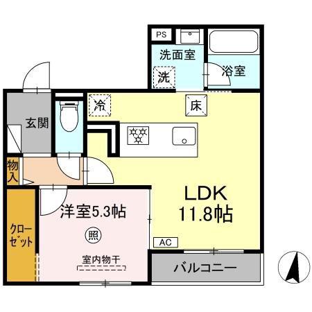 セントカメリア(1LDK/1階)の間取り写真