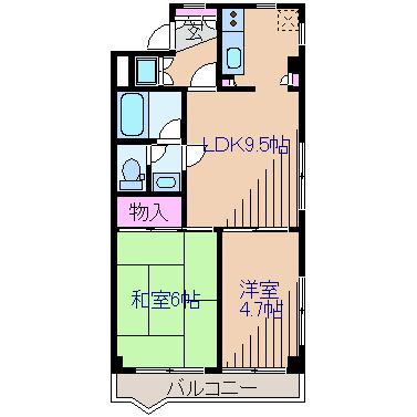ルーセンス高津(2DK/3階)の間取り写真