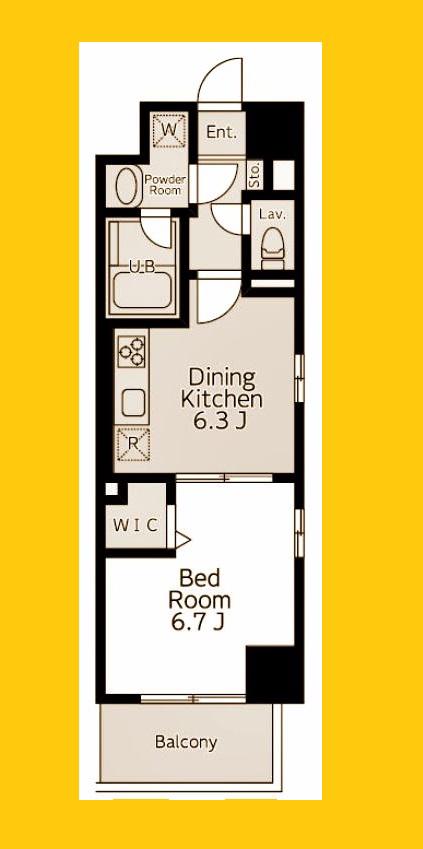 CASA ALIVIOSHINYOKOHAMA(1DK/7階)の間取り写真