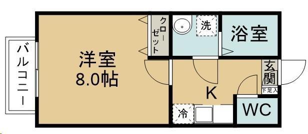 ライラックコート(1K/1階)の間取り写真