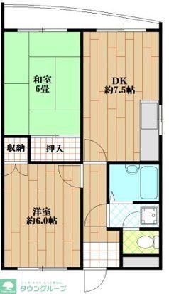 ジュネス細井(2DK/2階)の間取り写真