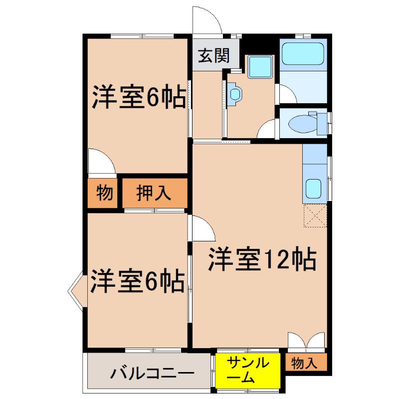 サンリブレ寿(2LDK/1階)の間取り写真