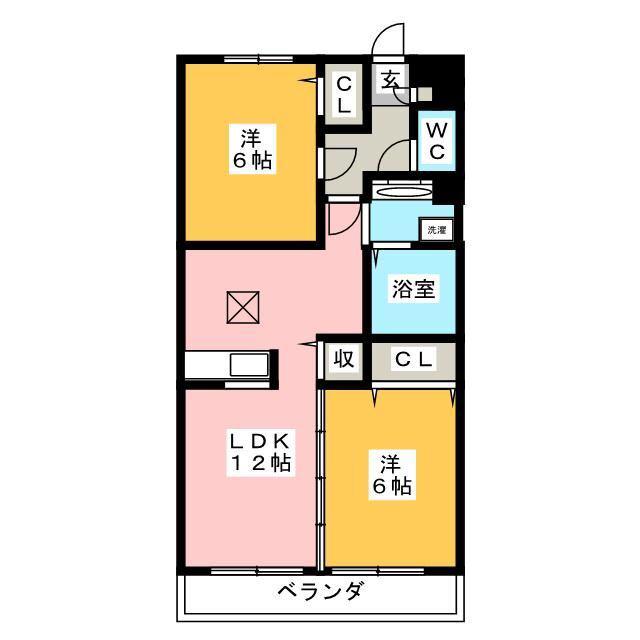 グランドソレイユ(2LDK/1階)の間取り写真