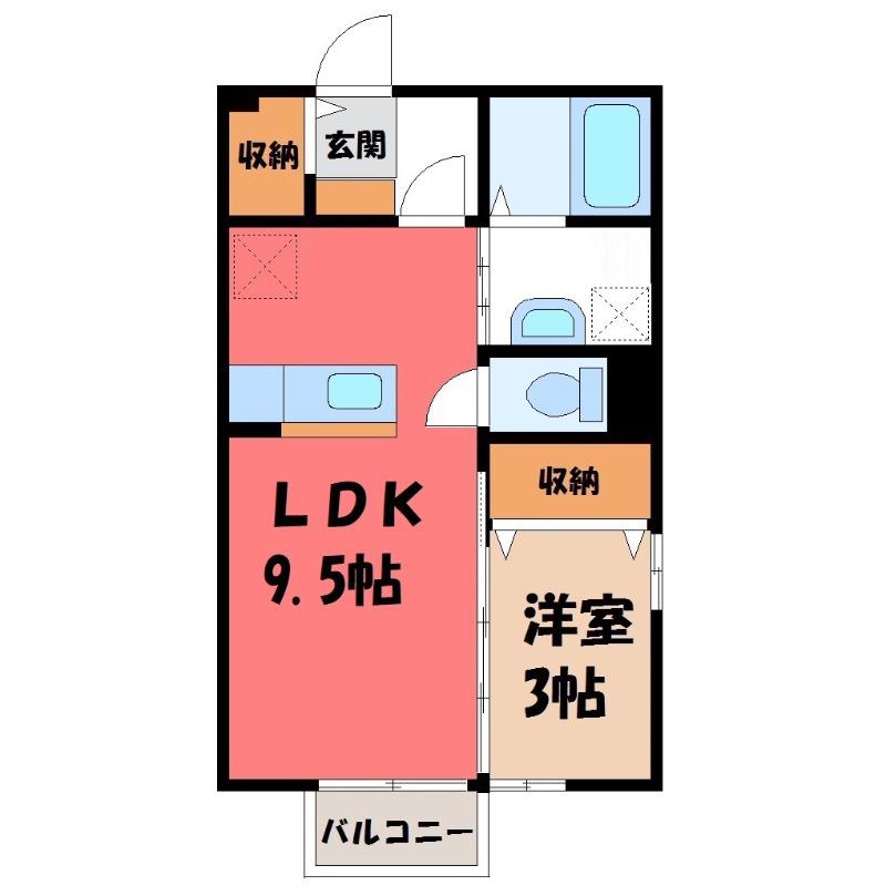エクレール・シャンブル(1LDK/2階)の間取り写真
