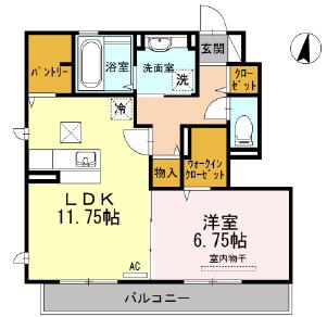 京ROYAL002(1LDK/1階)の間取り写真