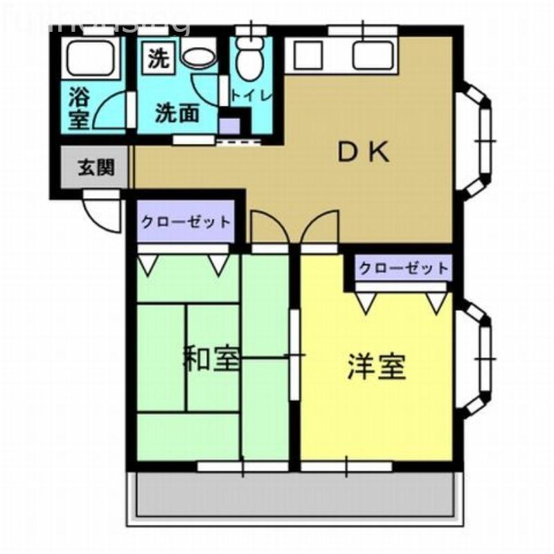かすみ草ハイツB棟(2DK/1階)の間取り写真