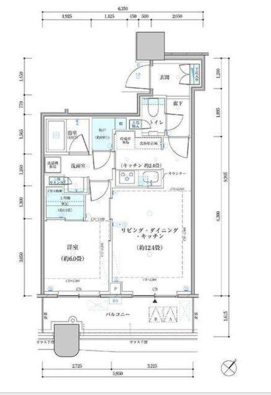 パークタワー勝どきサウス(1LDK/7階)の間取り写真