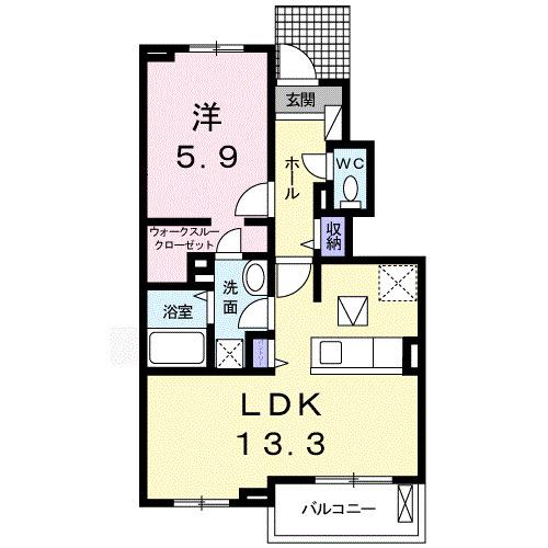 シャンティ(1LDK/1階)の間取り写真