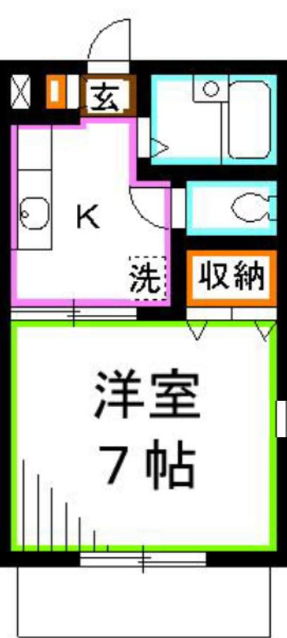 コーポオザキII(1K/1階)の間取り写真