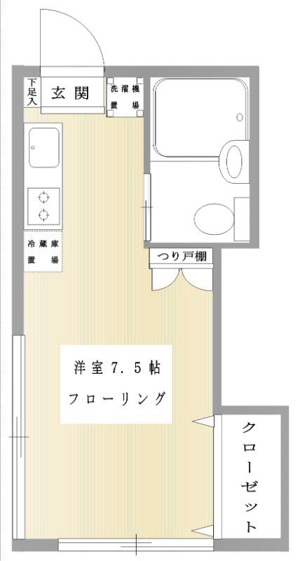 王華ビル(ワンルーム/2階)の間取り写真