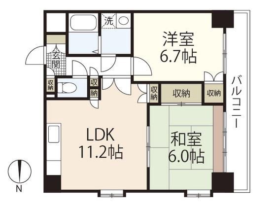 KAIZOビル(2LDK/4階)の間取り写真
