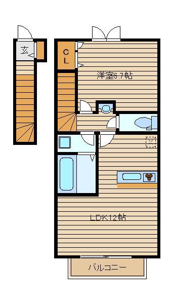 フィーカエイチトウ(1LDK/2階)の間取り写真