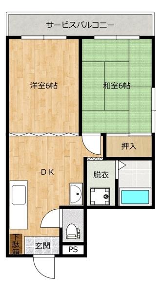 知手ロイヤルハイツ(1LDK/3階)の間取り写真