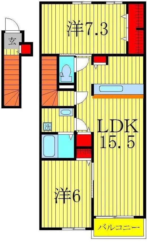 マーキュリー(2LDK/2階)の間取り写真