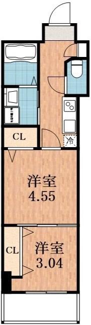 NU阿倍野阪南町(2K/4階)の間取り写真