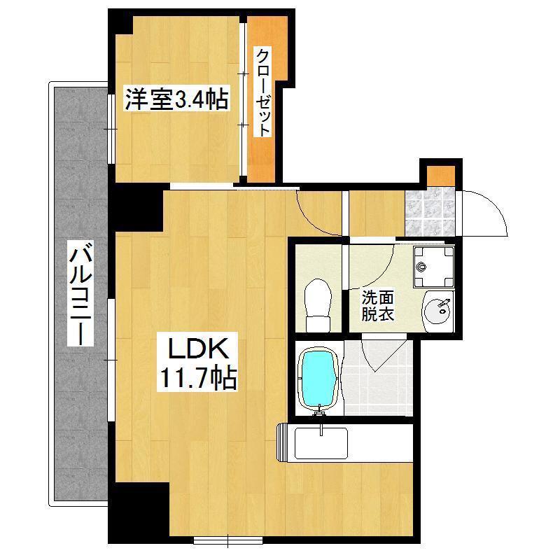 プラウド加治屋21(1LDK/8階)の間取り写真