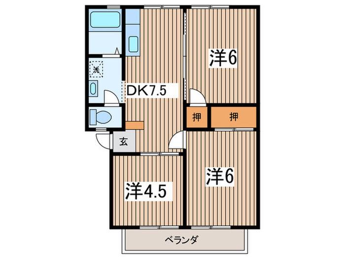 ハウスなでしこ(3DK/1階)の間取り写真
