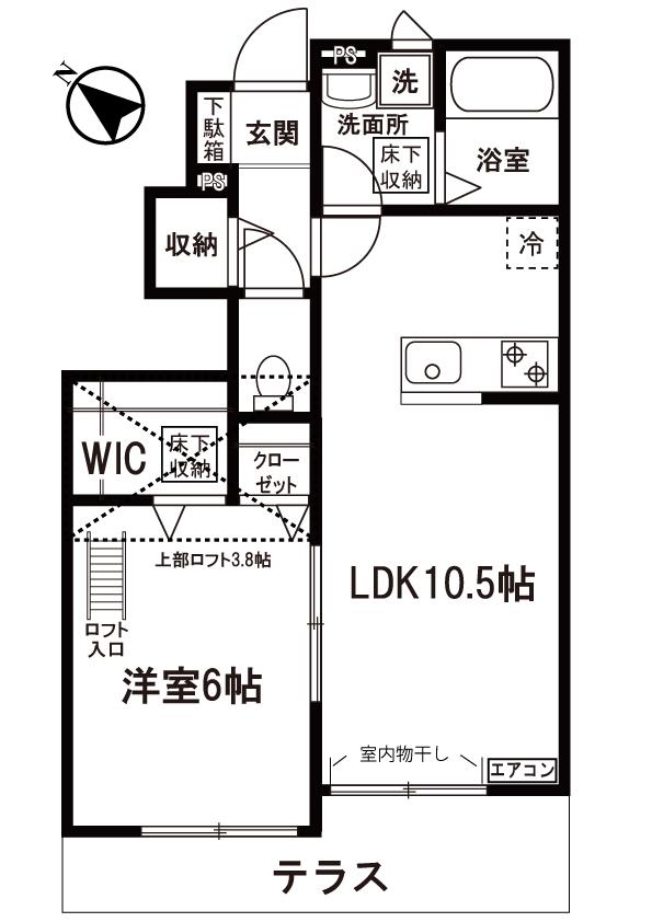 エアリーズ(1LDK/1階)の間取り写真