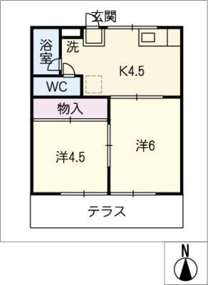 コーポグリーン(2K/1階)の間取り写真