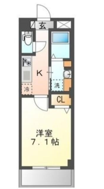 ヴィヴィコ(1K/1階)の間取り写真