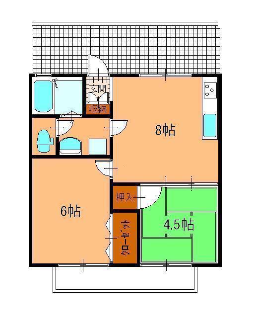マジェスティ 1998南館(2LDK/1階)の間取り写真