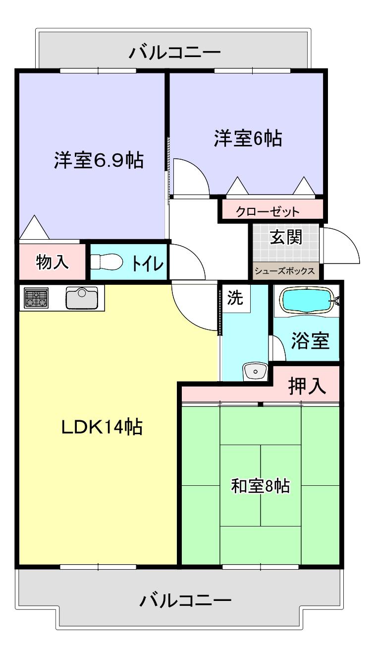アートフル サンポナール壱番館(3LDK/3階)の間取り写真