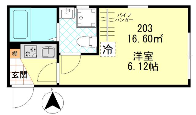 PRIME BLOOM(1K/2階)の間取り写真