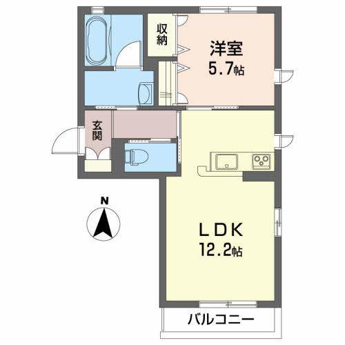 ターンドル アンソレイユ(1LDK/2階)の間取り写真