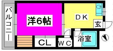 ハイツ長沢(1DK/3階)の間取り写真