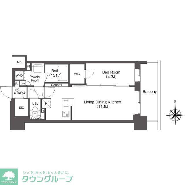 コンフォリア東新宿(1LDK/11階)の間取り写真