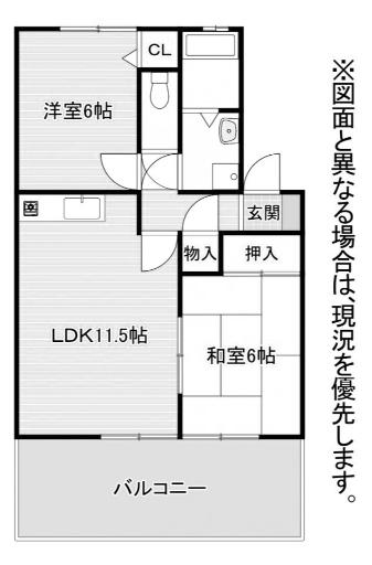 フォンティーヌS(2LDK/2階)の間取り写真