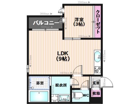 グランティック 春日(1LDK/1階)の間取り写真