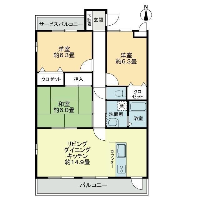 フィネスノア(3LDK/2階)の間取り写真