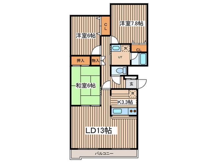 グリーンヒル23(3LDK/2階)の間取り写真
