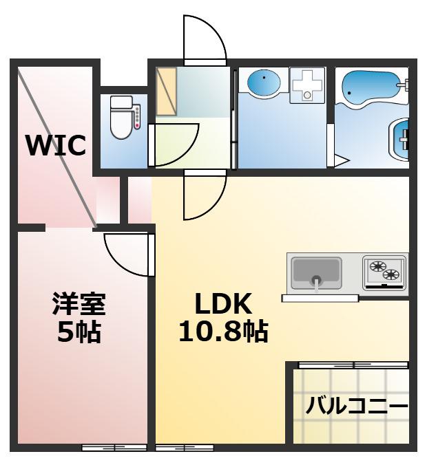 ネオステージ龍田(1LDK/2階)の間取り写真