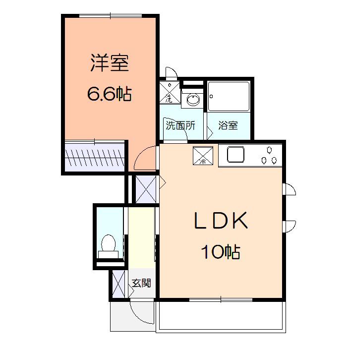 パストラル(1LDK/1階)の間取り写真