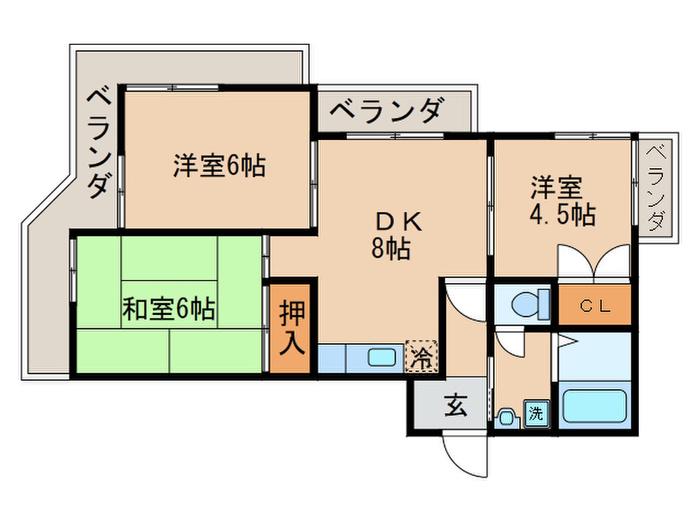 エクセレント林(3DK/2階)の間取り写真