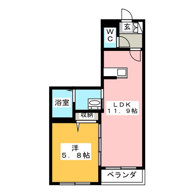 GRAN MERVEILLE(1LDK/2階)の間取り写真