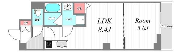 アルグラッド野田阪神(1LDK/9階)の間取り写真