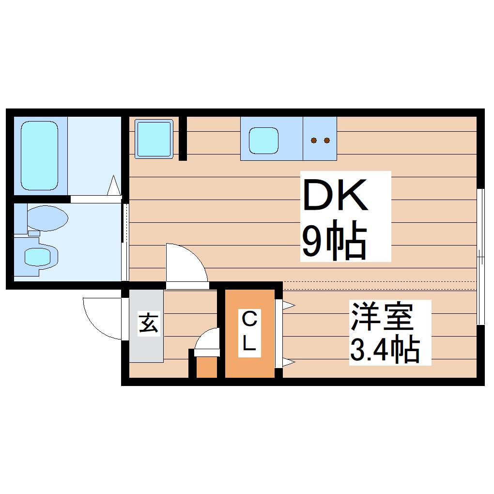 春夏秋荘(1DK/1階)の間取り写真