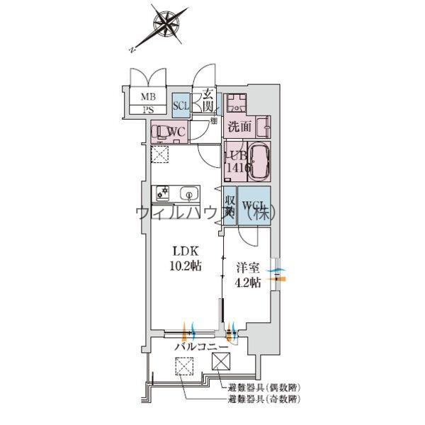 スプランディッド堺東3(1LDK/6階)の間取り写真