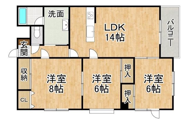 エクセル(3LDK/6階)の間取り写真