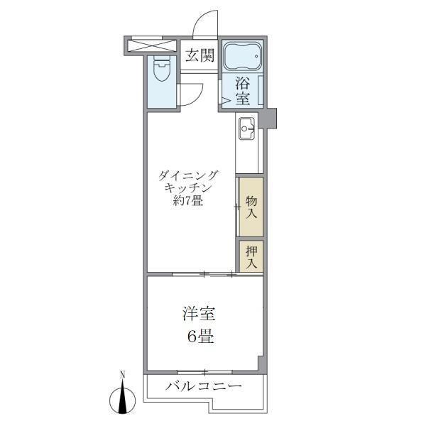 大井鹿島谷ハイツ(1DK/1階)の間取り写真