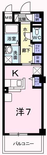 サニーキャンプ東雲I(1K/2階)の間取り写真