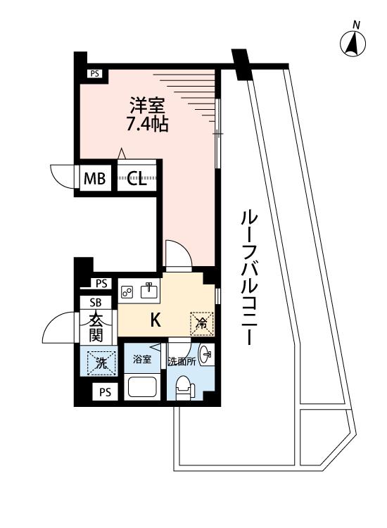 ジュネーゼ方南町(1K/7階)の間取り写真