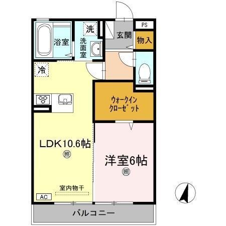 サンシャイン見白AB(1LDK/1階)の間取り写真